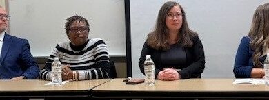 Eric Failing, Justice Maddox, Lauren Perchinski and Amy Thurston. Panelists on human trafficking.