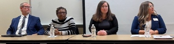 Eric Failing, Justice Maddox, Lauren Perchinski and Amy Thurston. Panelists on human trafficking.