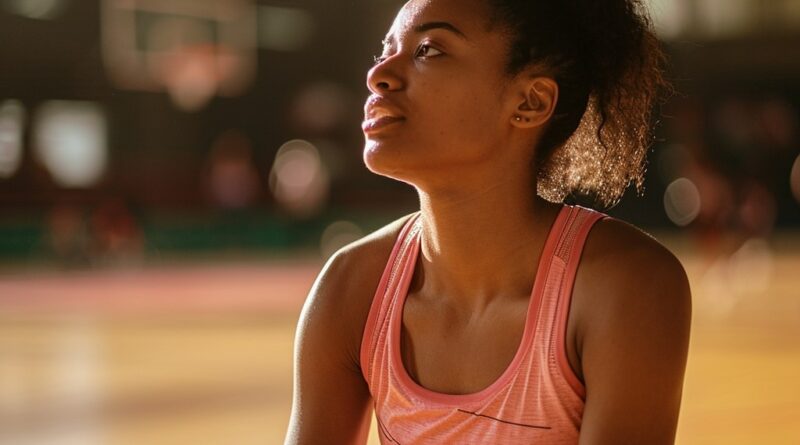Young woman wheelchair basketball player.
