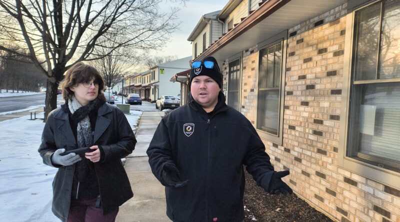 Our reporter and Central Penn public safety officer Trevor Mrakovich walking a patrol route on College Hill Road