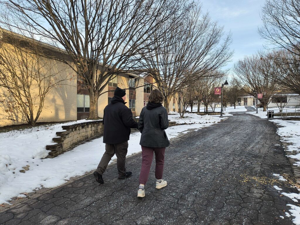 On patrol toward the center of the campus. Photo by Alex Foley